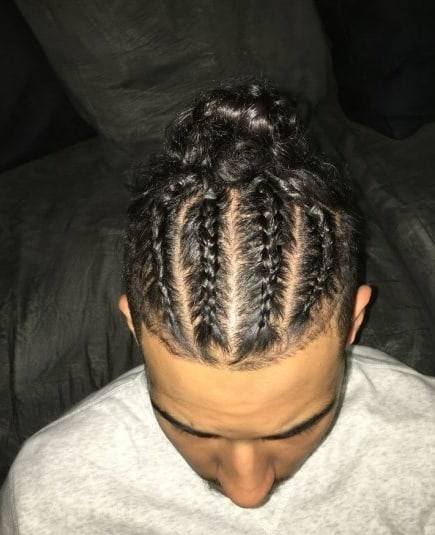 cornrows with top knot for men
