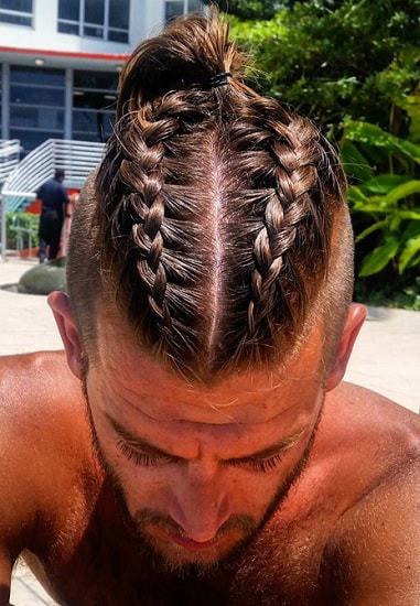 braids with ponytail for men