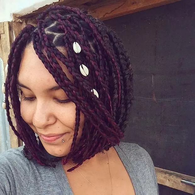 braided bob with beads