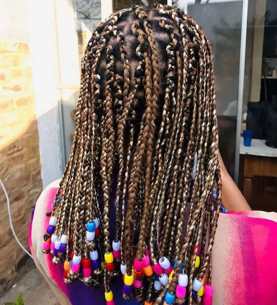 braids with colorful beads