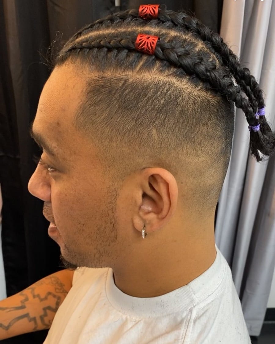 High fade braids for round faces