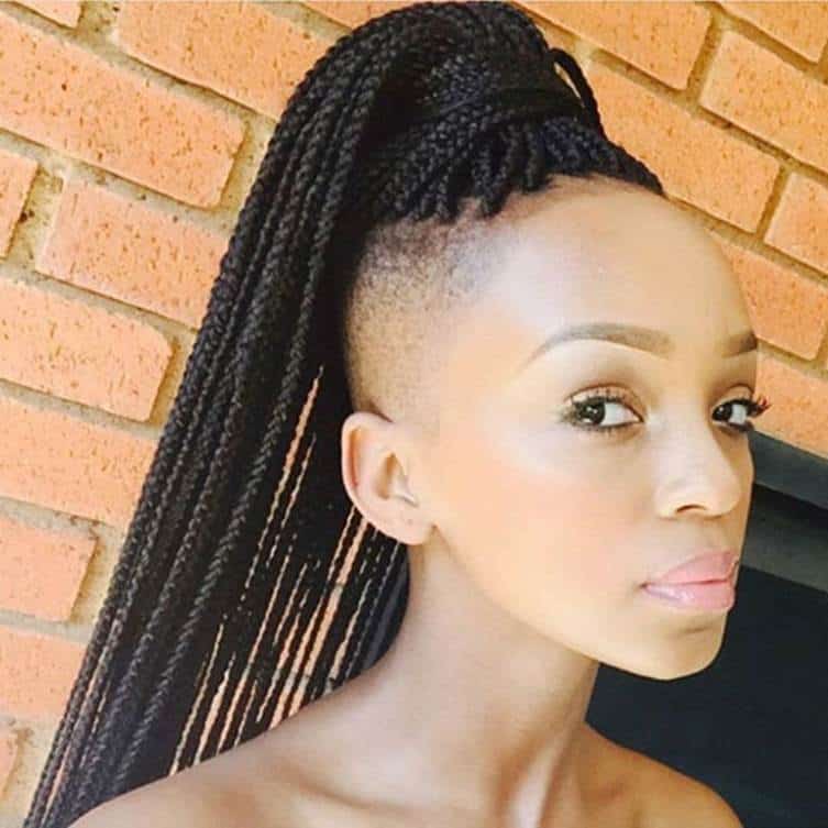 High Braided Ponytail with Shaved Sides