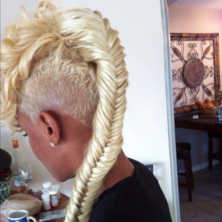 Fishtail Braided Mohawk with Shaved Sides