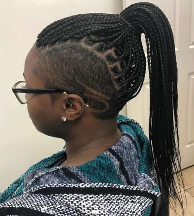 Small Braided Ponytail with Shaved Side
