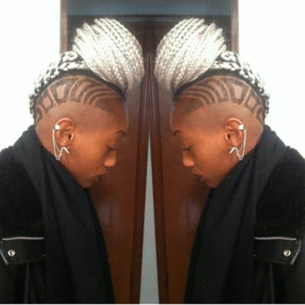 White Chunky Braids with Shaved Side