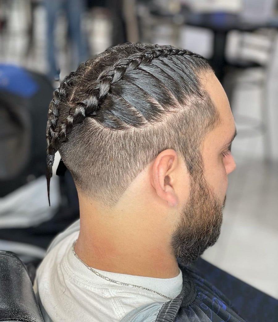 Braids with a pointed cut for men