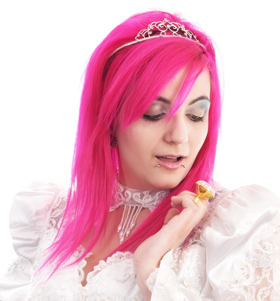 bridal hairstyle with pink hair