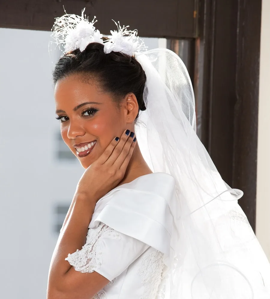 bridal hairstyle with veil