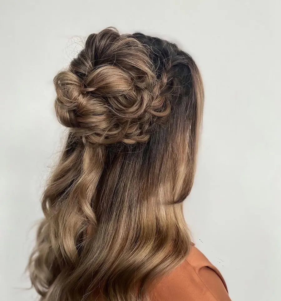 hair half up half down hairstyle for bridesmaids