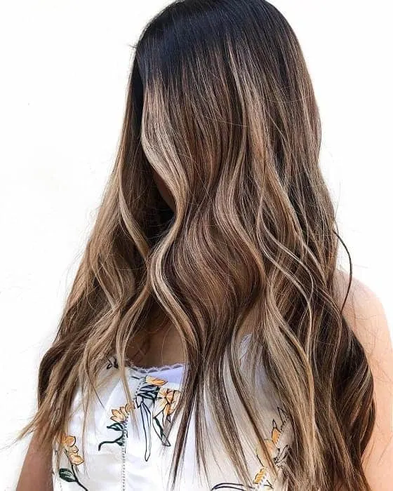 long wavy brown balayage hairstyles