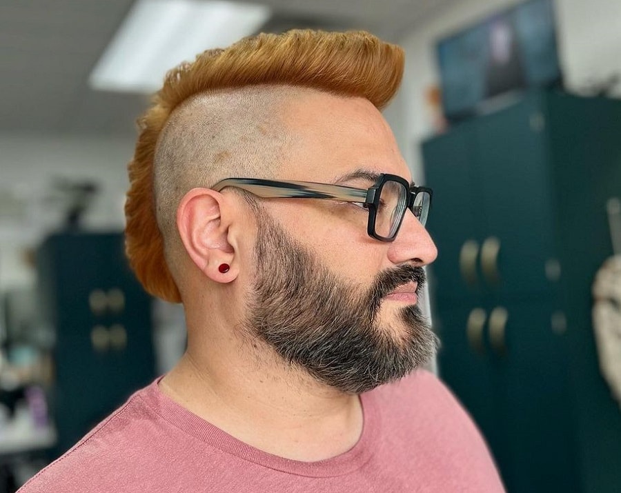 brown hair mohawk with glasses