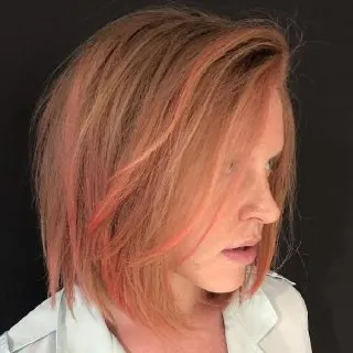 brown hair with pink highlights