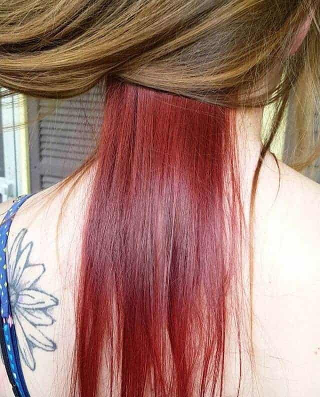 long brown hair with red underneath