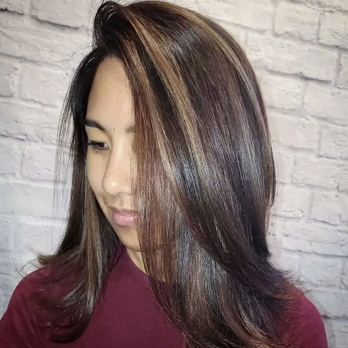 Short Black Hair With Brown Highlights