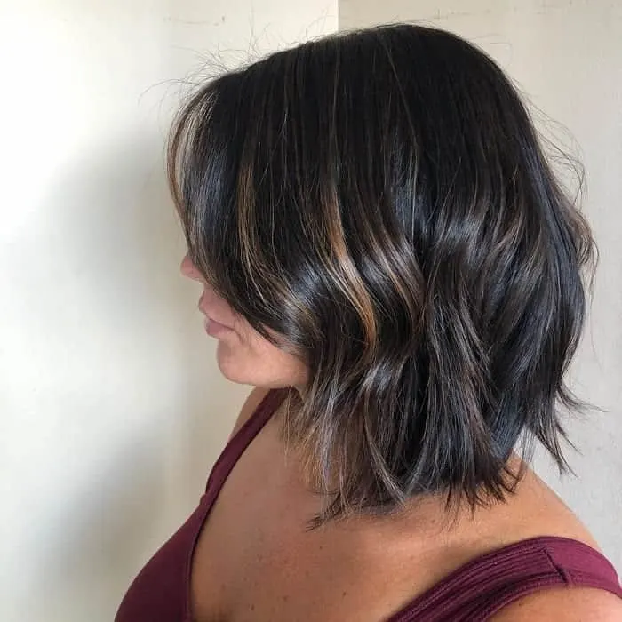 short brown highlighted black hair