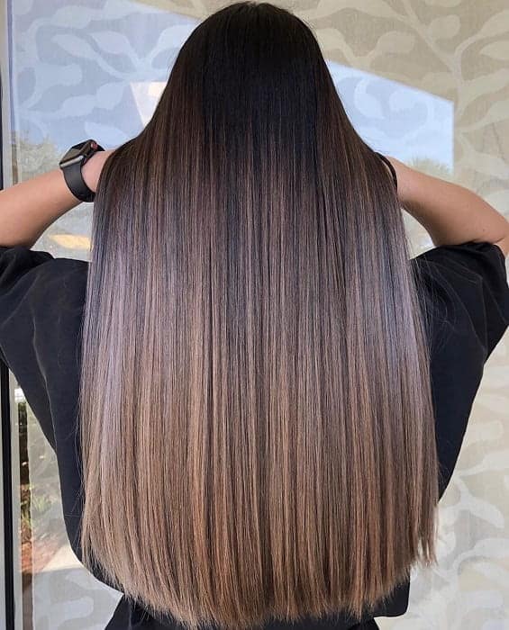 Brown Lowlights On Black Straight Hair for Women