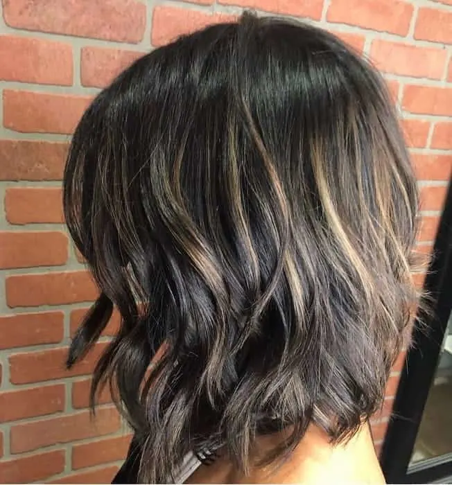 short black hair with brown highlights