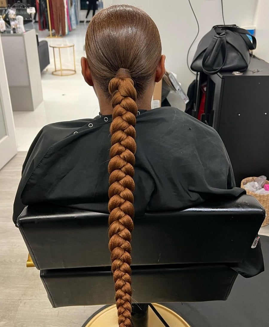 brown slick ponytail braid