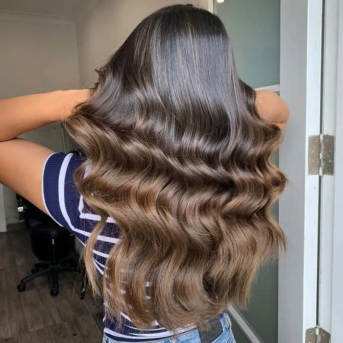 long hair with brunette balayage