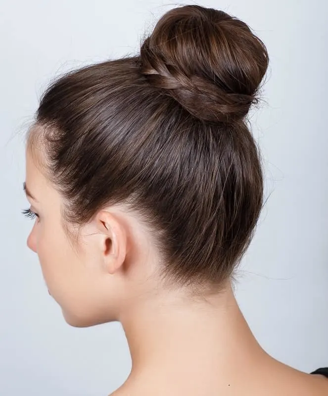 brunette hair bun