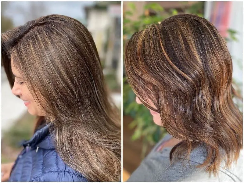 brunette hair with blonde highlights