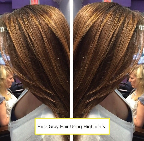 brunettes can hide gray hair using highlights