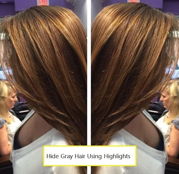 brunettes can hide gray hair using highlights
