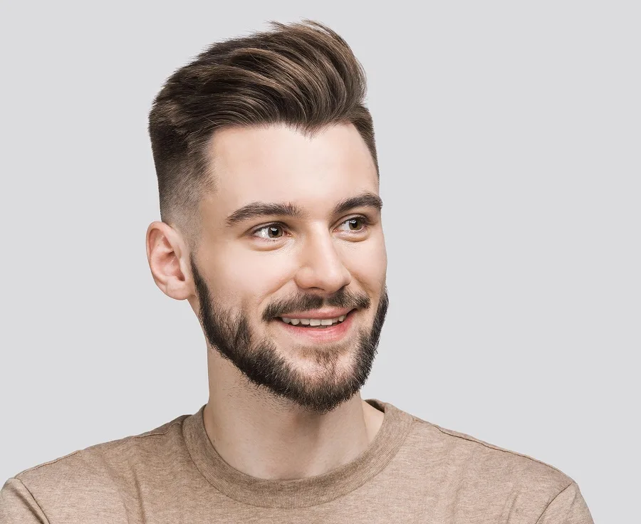 brush up haircut with beard