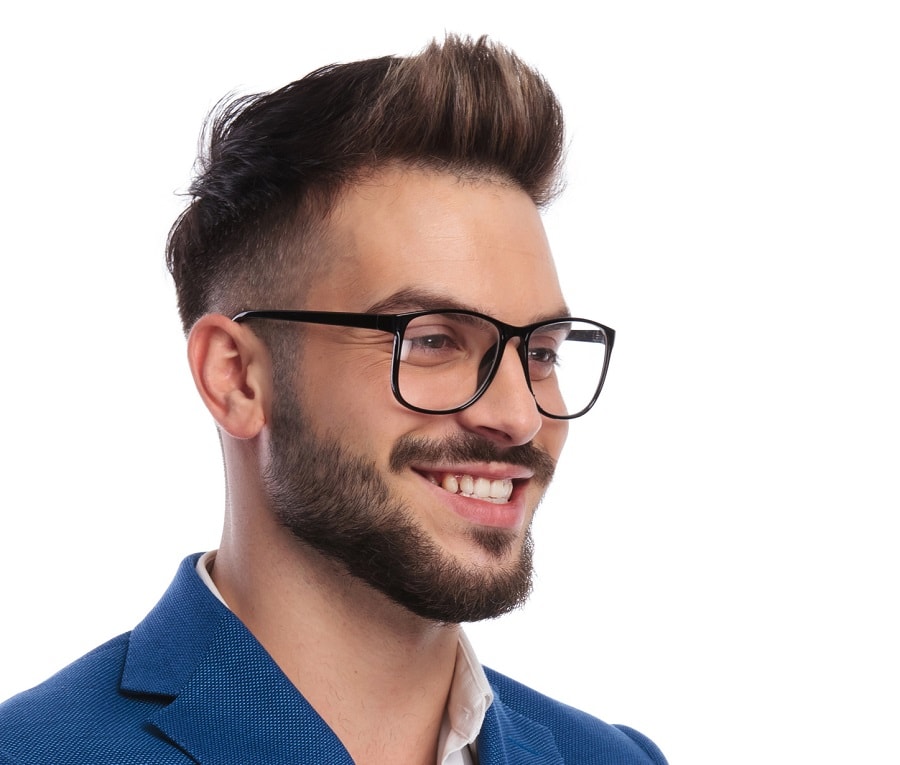 brush up hairstyle with glasses