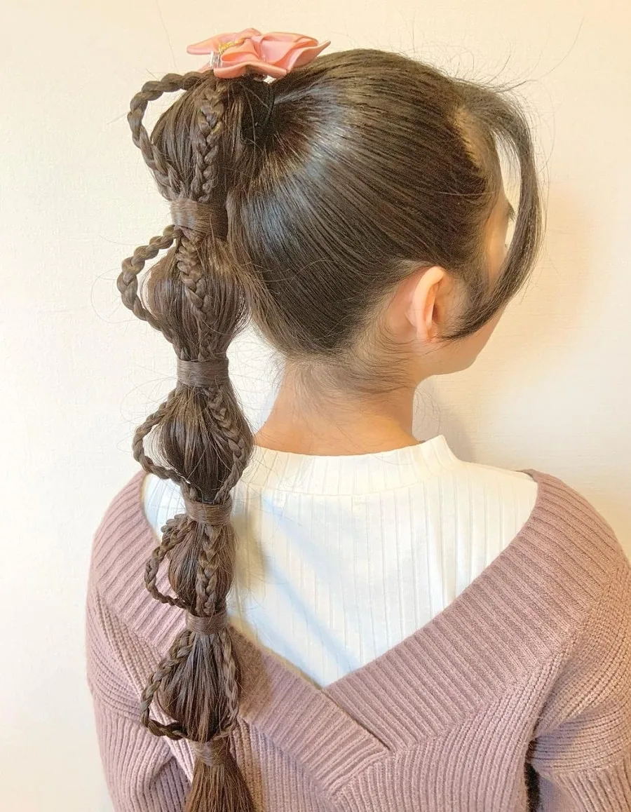 bubble ponytail with braid