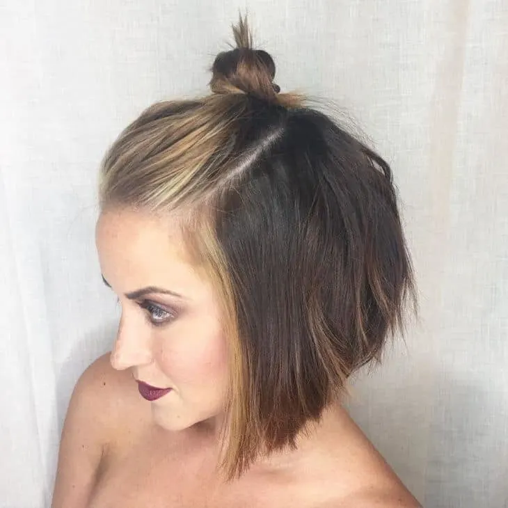 messy top knot for short hair