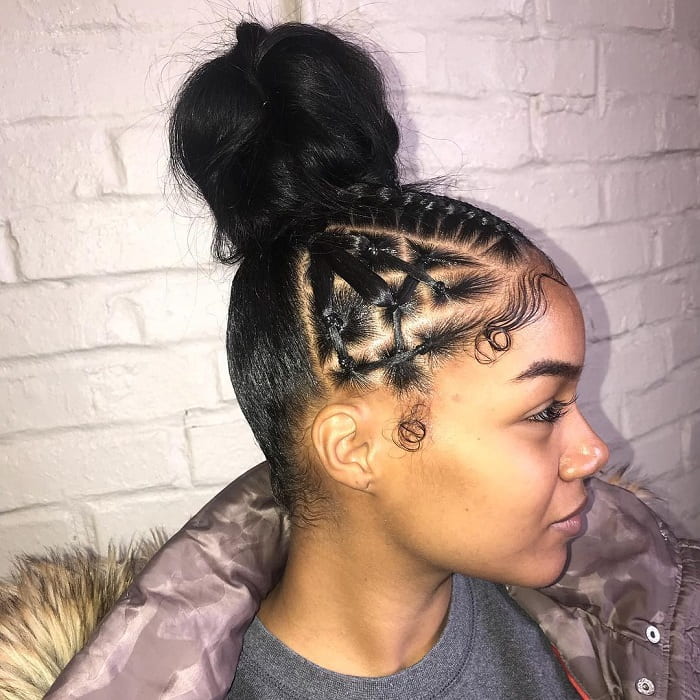 bun style with rubber band