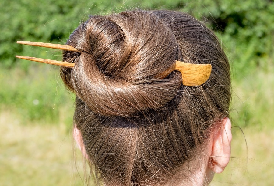 bun with hair stick