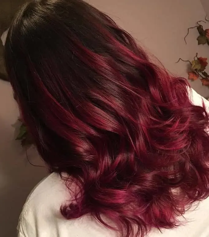 maroon ombre for mid length hair
