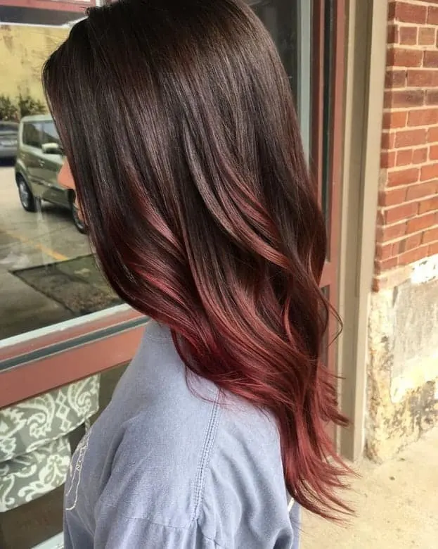 Maroon Ombre on Brown Hair