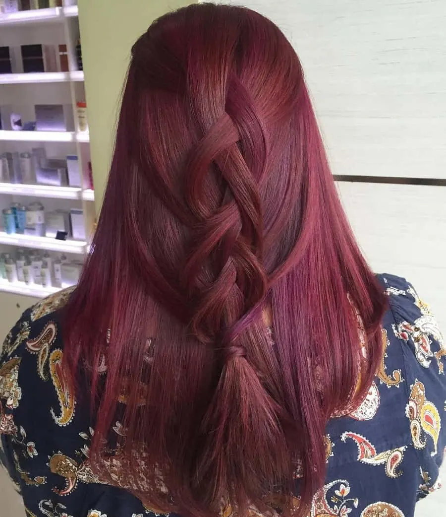 burgundy hair braid
