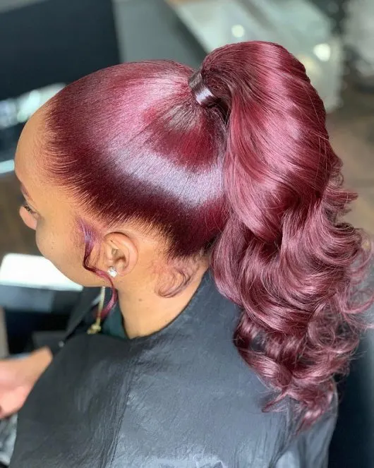 burgundy on black hair ideas