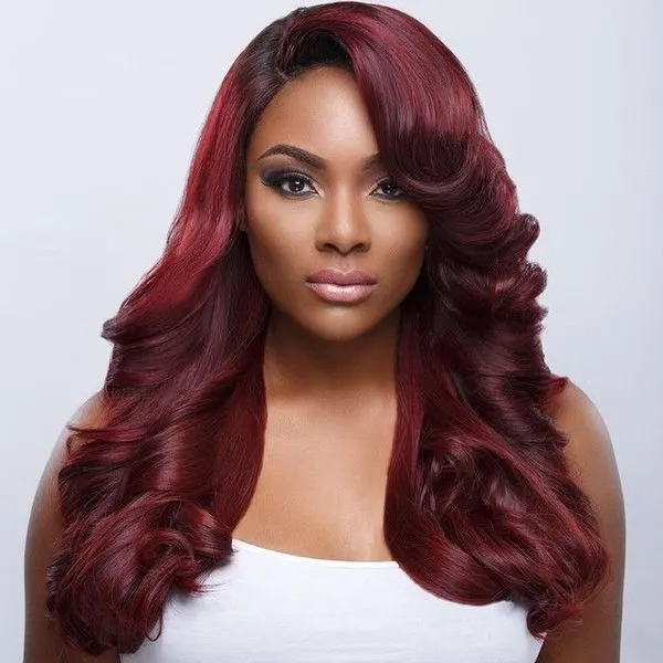 Burgundy hair color for a black girl