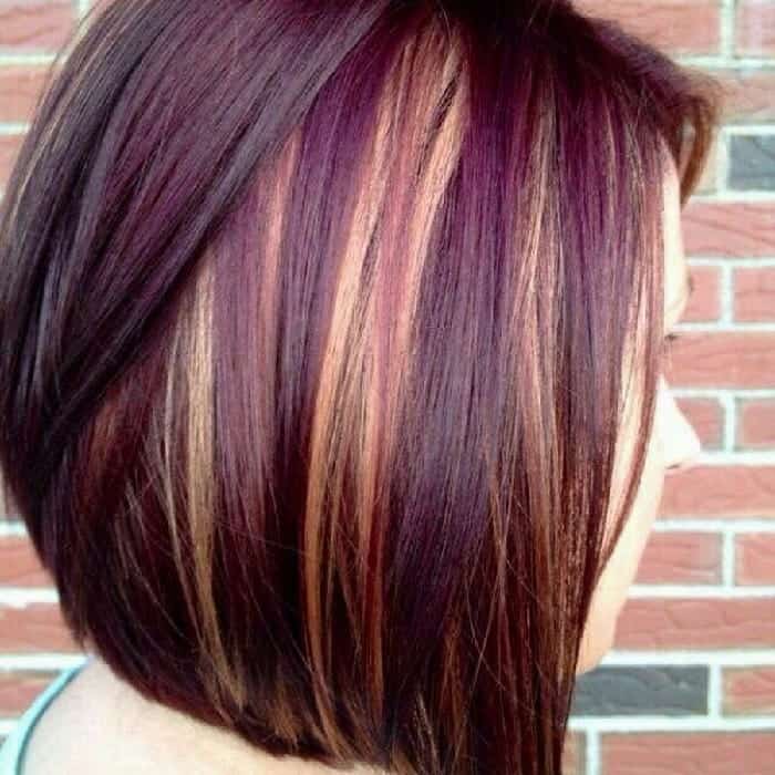 Burgundy Bordeaux with blonde highlights
