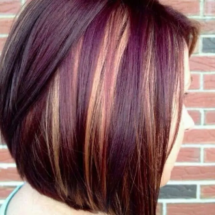 Burgundy Bob with Blonde Highlights