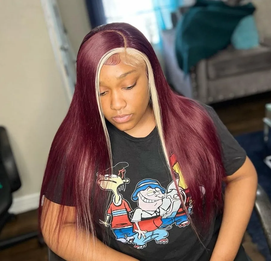 burgundy hair with blonde highlights for black girls