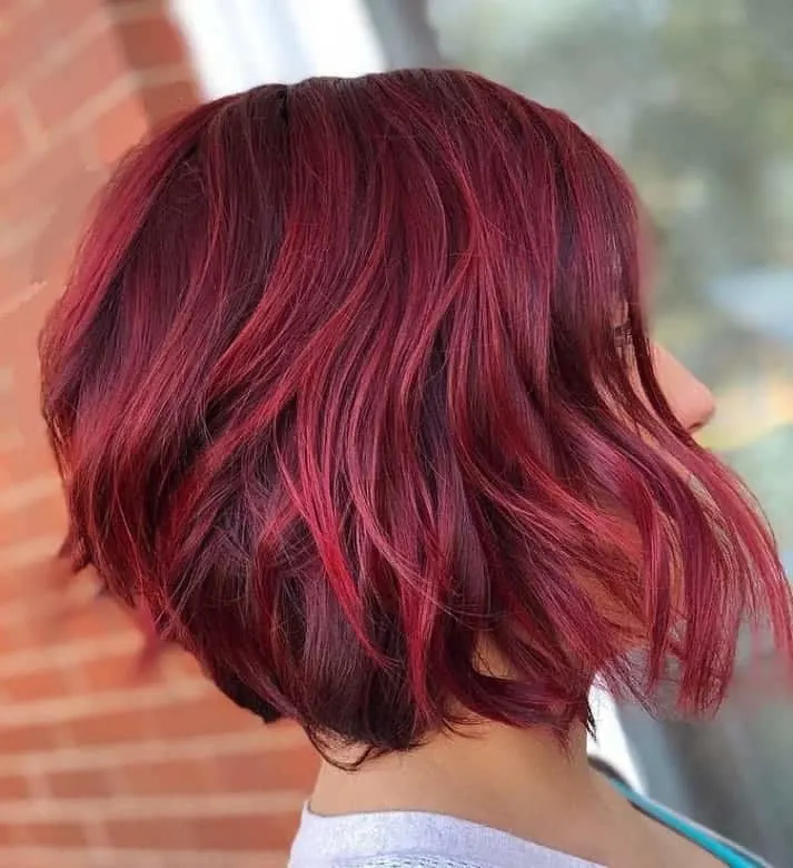 Short Burgundy Hair with Highlights