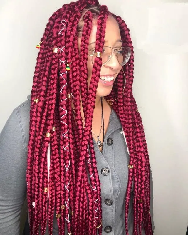 Burgundy Jumbo Box Braids