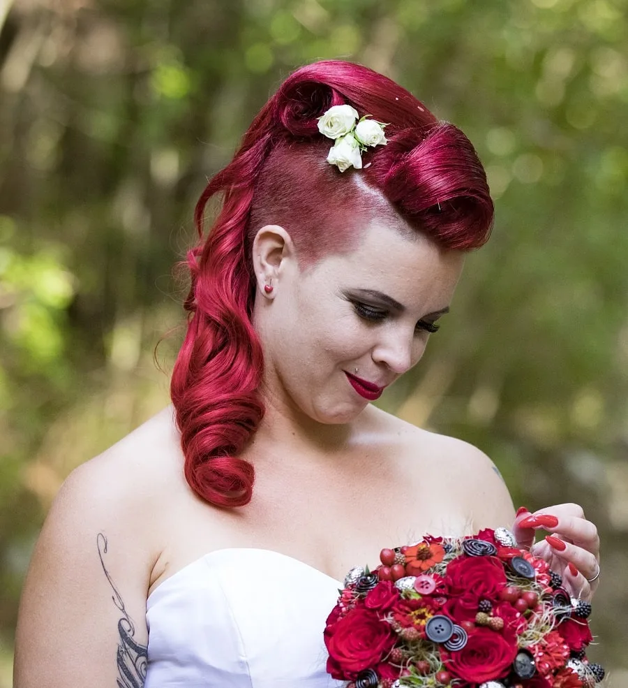burgundy red hairstyle for wedding