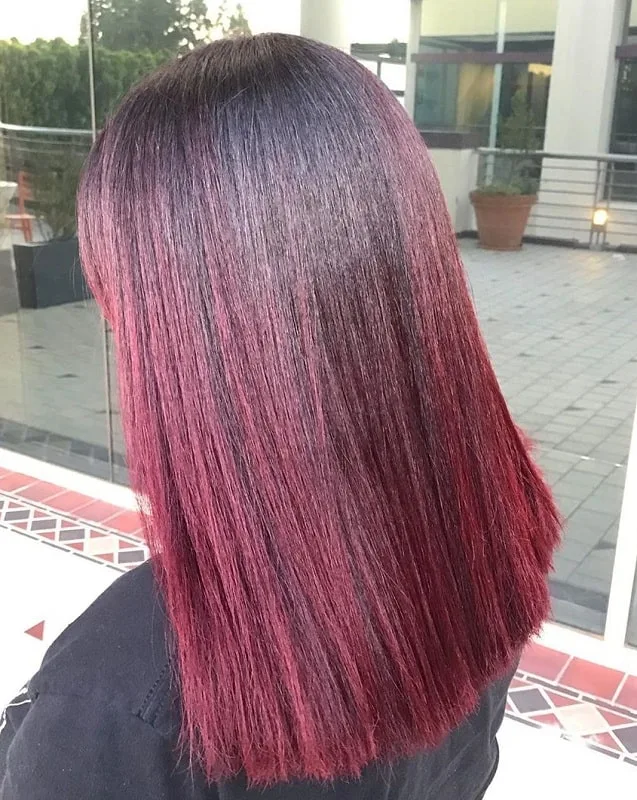 black to burgundy red ombre hair