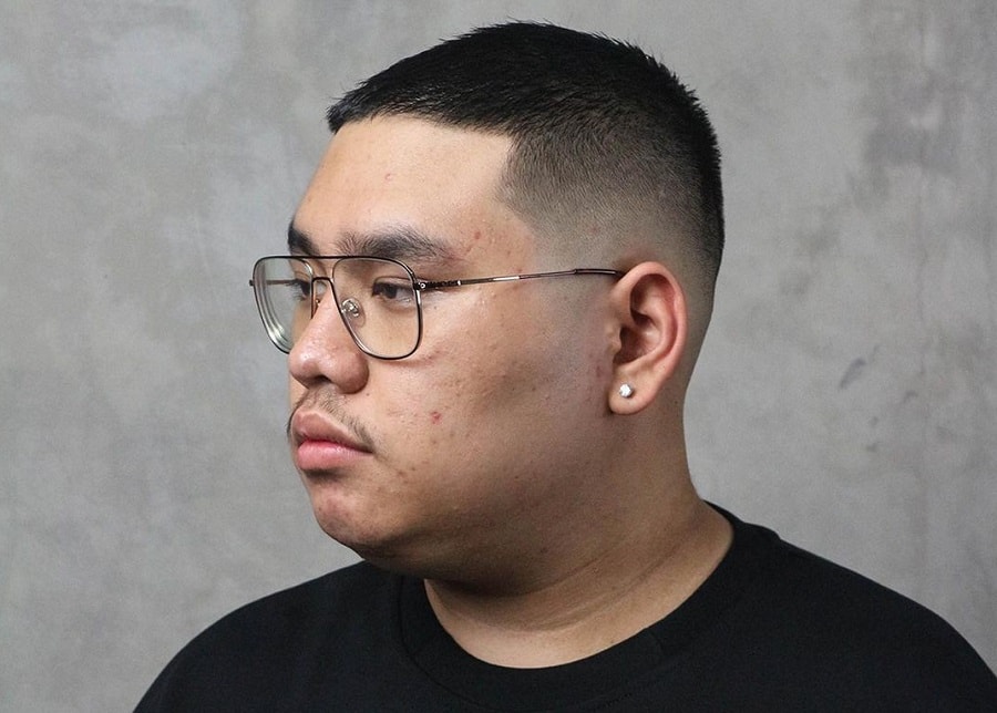 buzz cut fade for round face