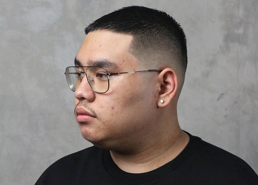 Buzz fade cut for round faces