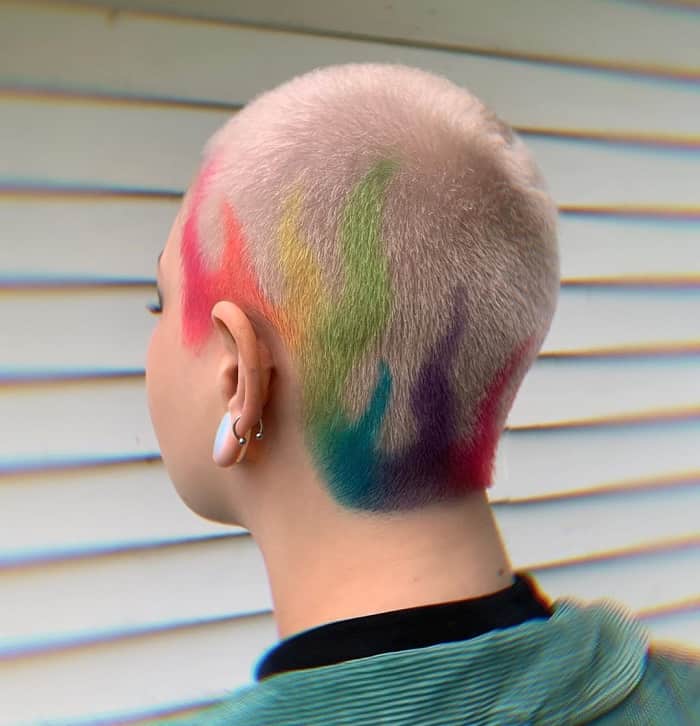 girls buzz cut with color
