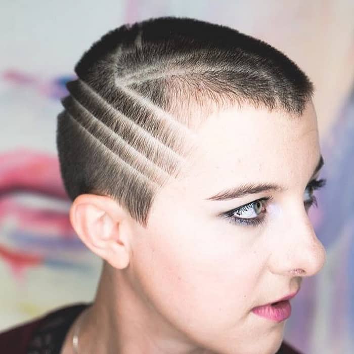 buzz cut with lines for girls