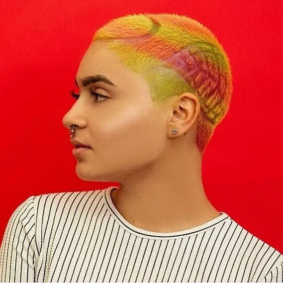 dyed buzz haircut for girls